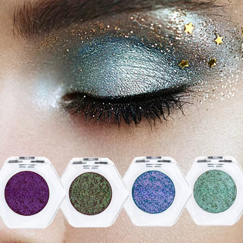 12-Color Chameleon Glitter Eyeshadow Palette – Long-Lasting, Pearlescent Shimmer for Dazzling, Color-Shifting Eye Makeup