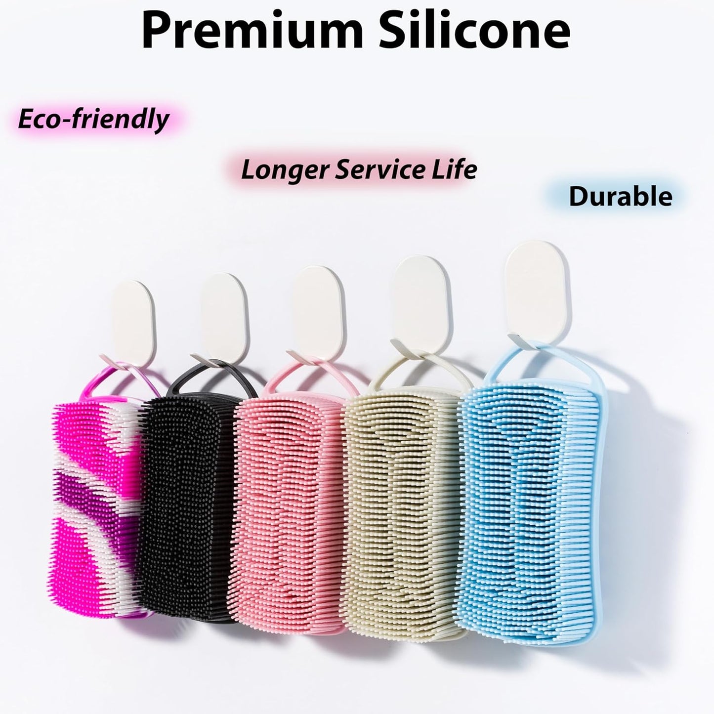 2 PC Silicone Exfoliating Body Scrubber, 2 in 1 Silicone Body Shampoo Brush, Soft Silicone Loofah for Sensitive Skin, Shower Silicone Hair Scalp Massager, Easy to Clean, Lather Well (Grey&Black)